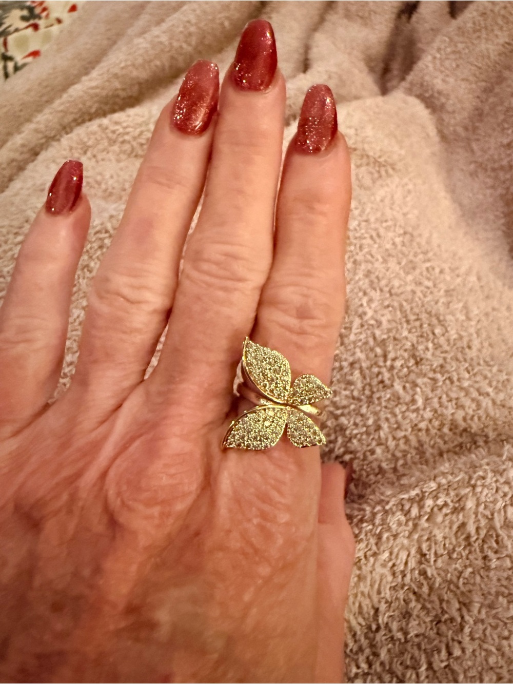 Source Unknown Gold Leaf Cluster Cocktail Ring